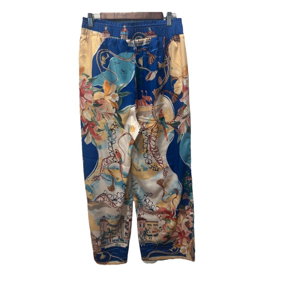 NWT CHICO'S Sanibel Island Print Wide Leg Silky Pants Women's Size 8 - Picture 10 of 12